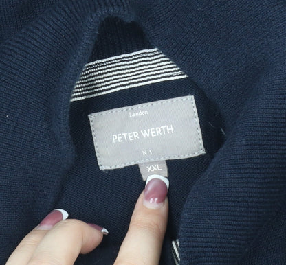 Peter Werth Men's Blue 2XL Cardigan High Neck
