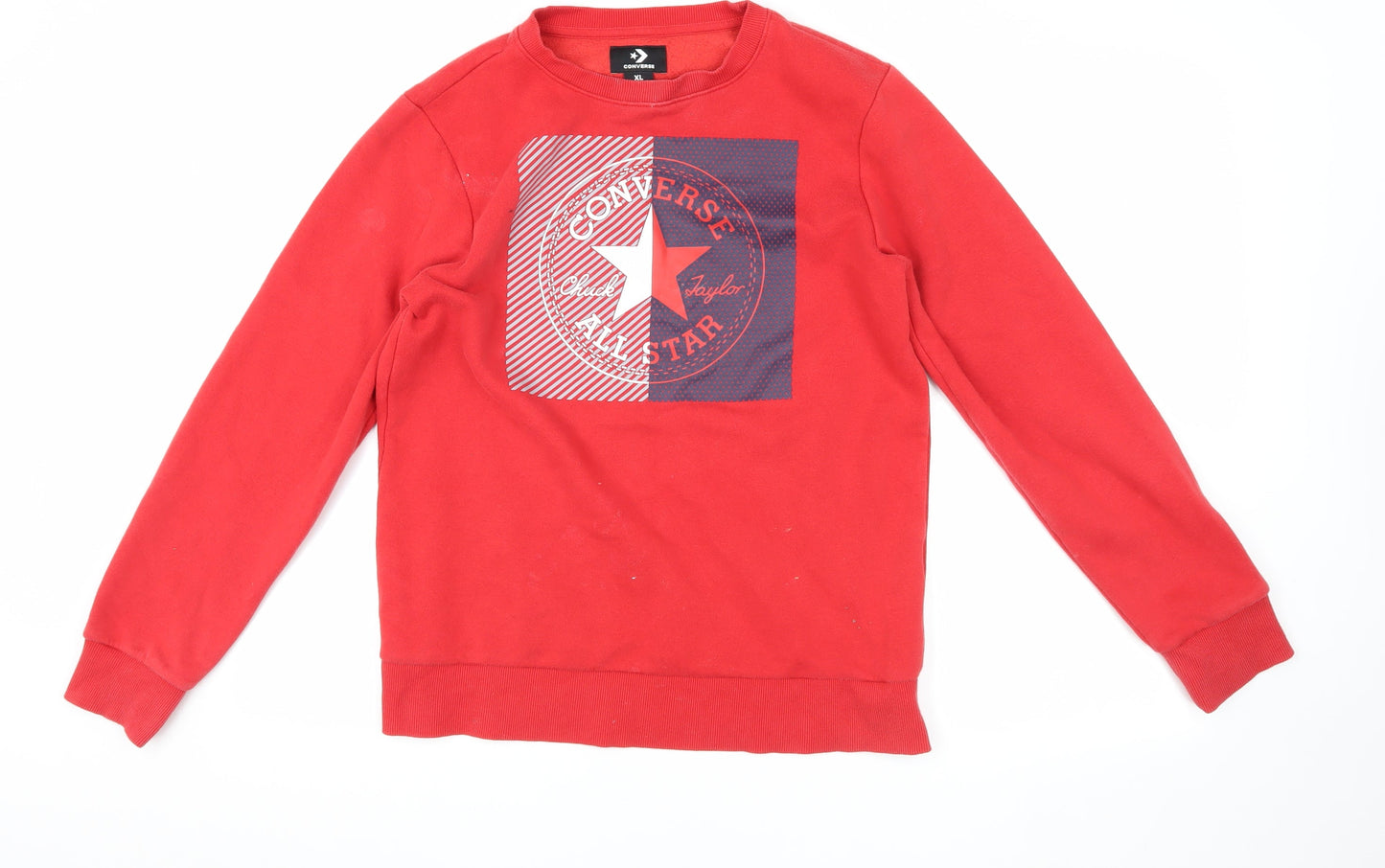 Converse Boys Red XL Pullover Sweatshirt with Logo