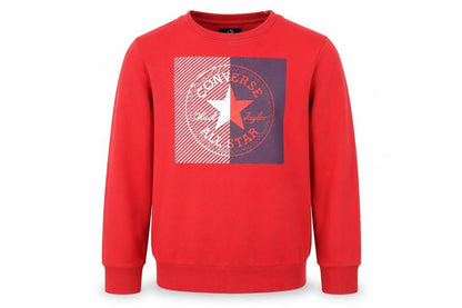 Front view of Converse boys’ red xl pullover sweatshirt with logo
