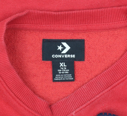 Converse Boys Red XL Pullover Sweatshirt with Logo
