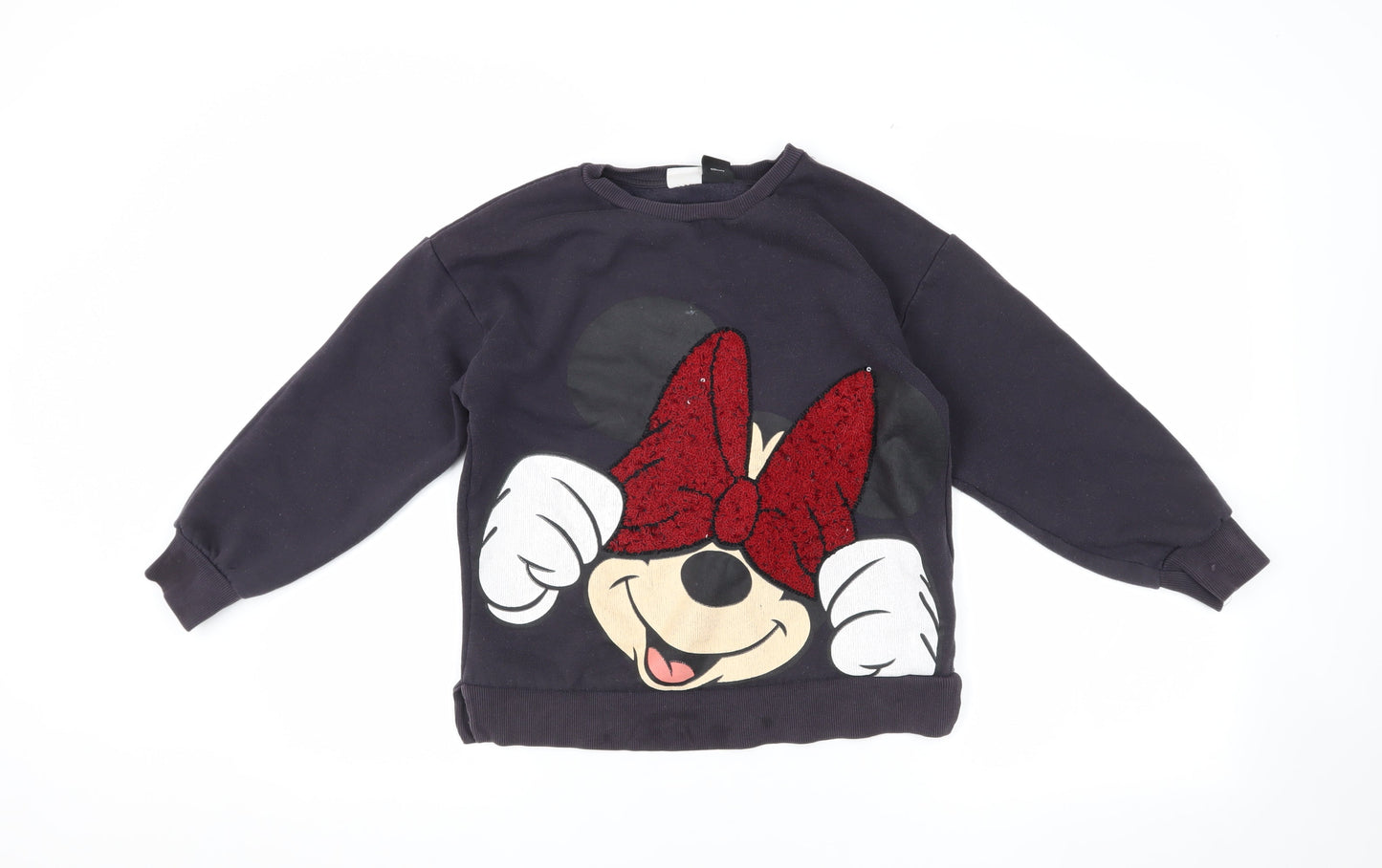 Disney Girls Black Sequin Minnie Mouse Sweatshirt 10 Years