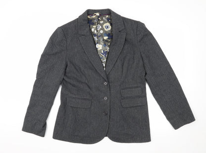 Boden Women Grey Blazer UK 10 Herringbone Wool