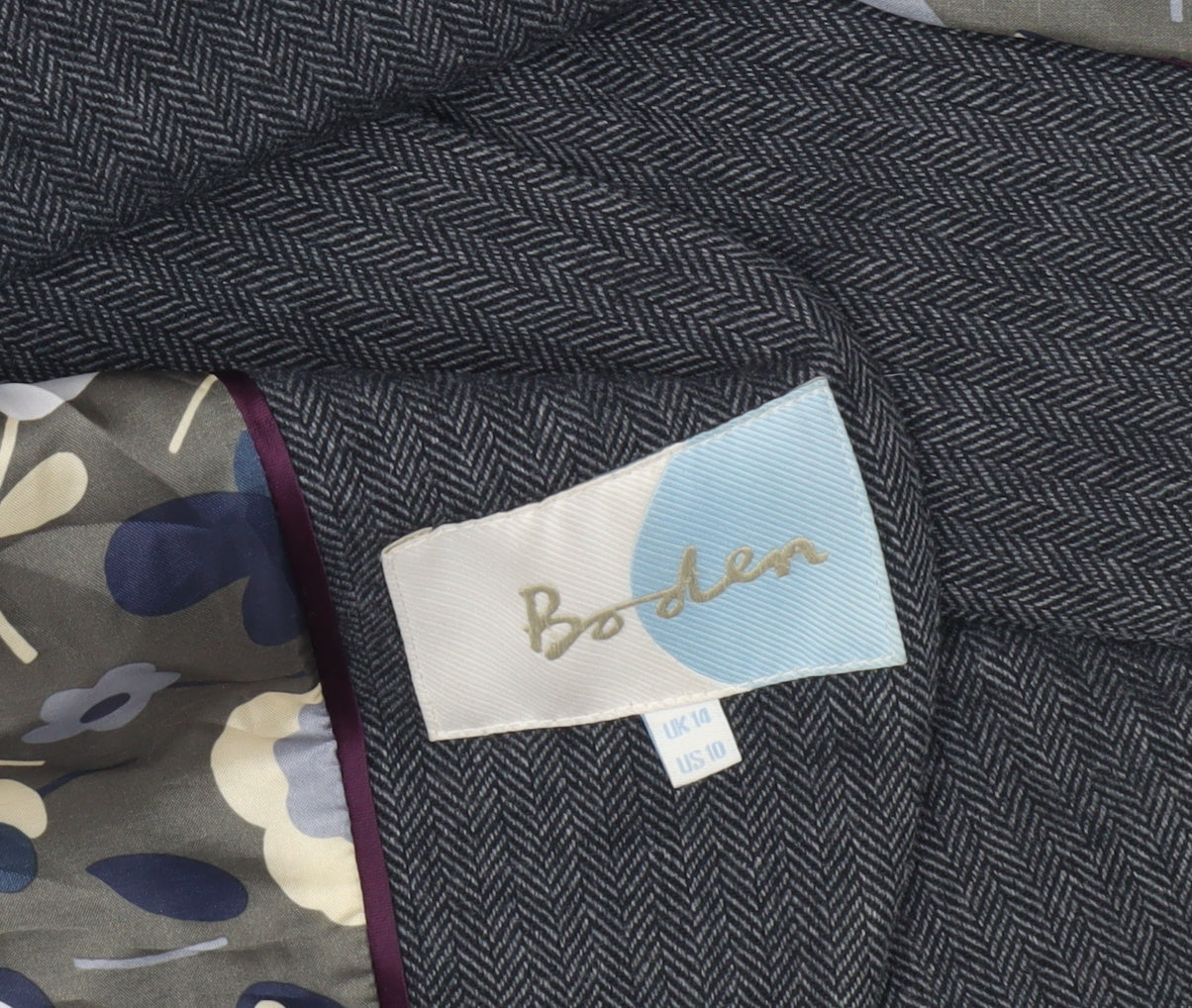 Boden Women Grey Blazer UK 10 Herringbone Wool
