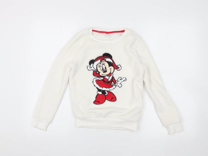 Disney Girls Minnie Mouse White Fleece Top 7-8Y Christmas