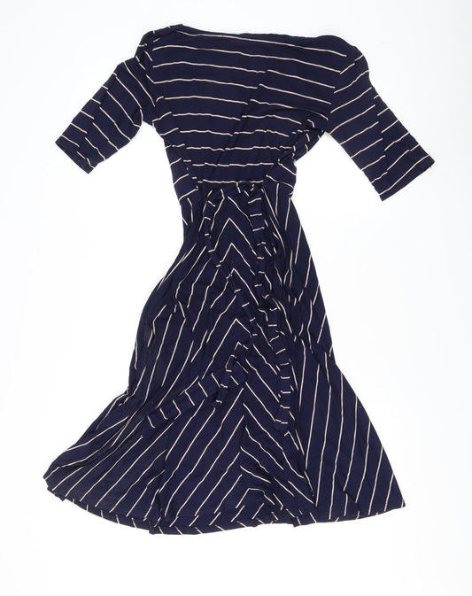 Monsoon Women's Blue Striped Jersey Dress Size 10