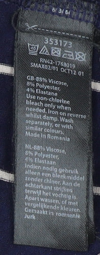 Monsoon Women's Blue Striped Jersey Dress Size 10