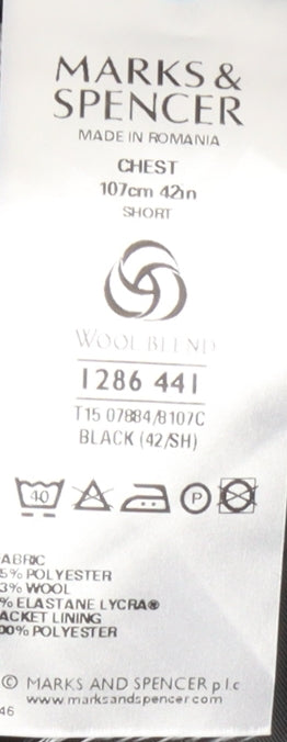 Mens UK Size 42 Marks and Spencer Regular Black Suit Tuxedo