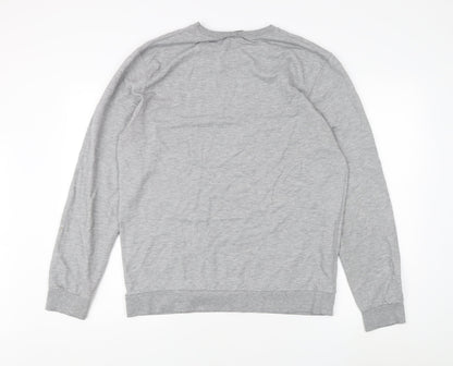 Topman Men's Grey Crew Neck Cartoon Sweatshirt, L