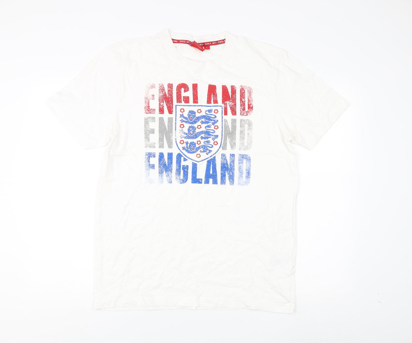 Mens UK Size L England White  T-Shirt