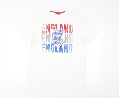 Mens UK Size L England White  T-Shirt