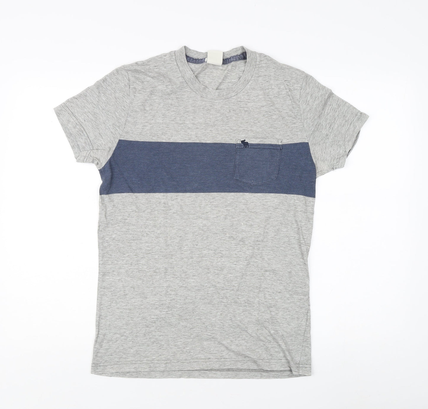 Abercrombie & Fitch Men's Grey Colourblock Tee S