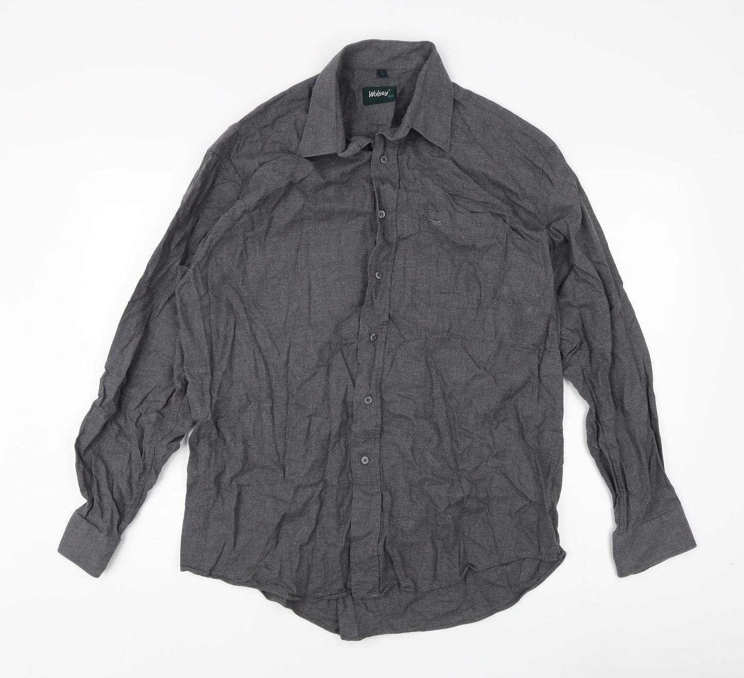 Wolsey Men's Grey Cotton Dress Shirt, Size 17