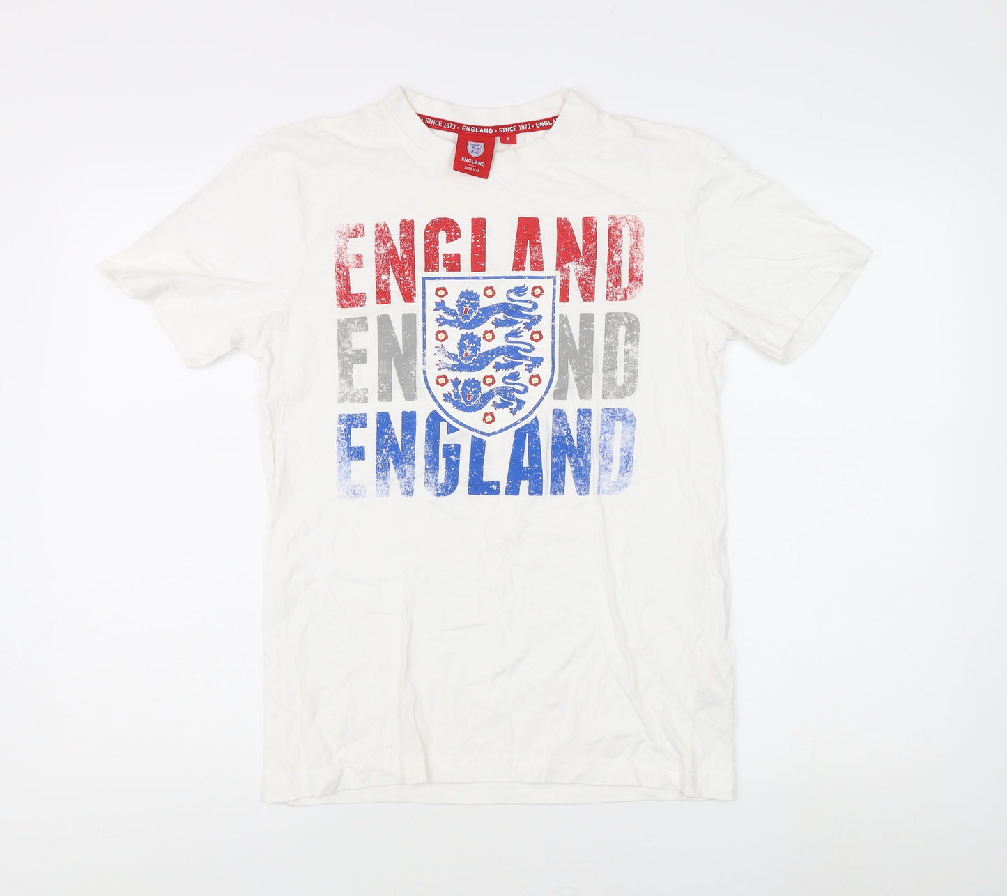Mens UK Size S England White  T-Shirt