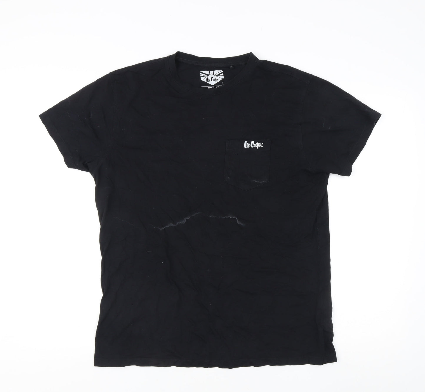 Lee Cooper Men's Black Slim Fit Crew T-Shirt - Size L