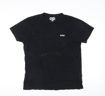 Lee Cooper Men's Black Slim Fit Crew T-Shirt - Size L