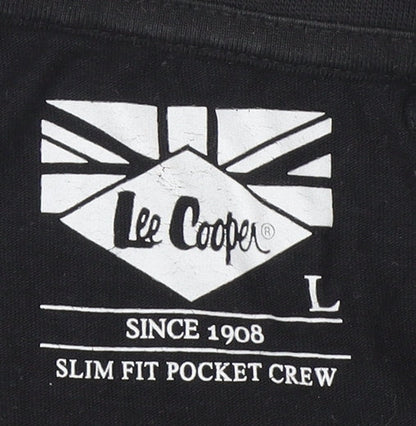 Lee Cooper Men's Black Slim Fit Crew T-Shirt - Size L