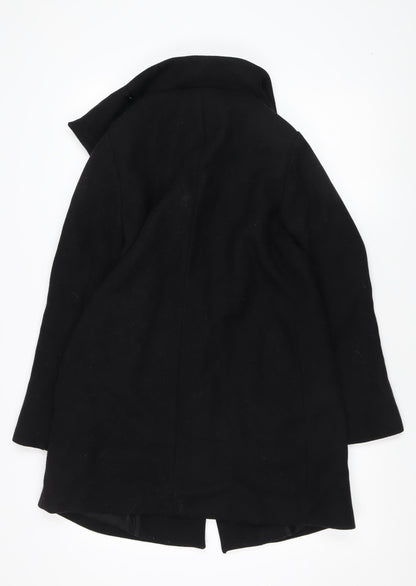 Womens UK Size S Zara Black Overcoat Coat
