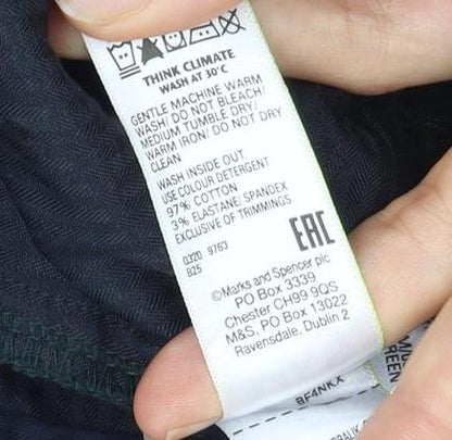 Marks and Spencer Men's Green Chino Trousers, Size S