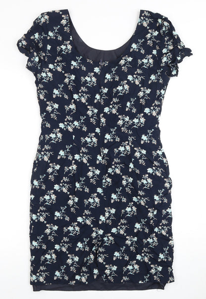 St Michael Women's Black Floral Dress, Size 12
