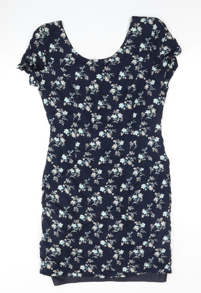 St Michael Women's Black Floral Dress, Size 12