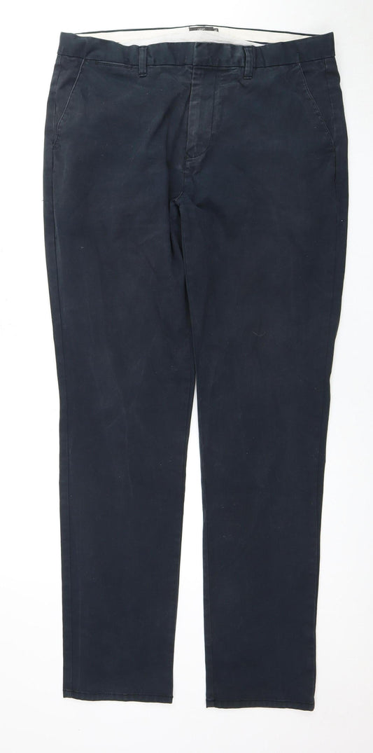 Next Men's Blue Slim Fit Chino Trousers, Size L