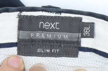 Next Men's Blue Slim Fit Chino Trousers, Size L