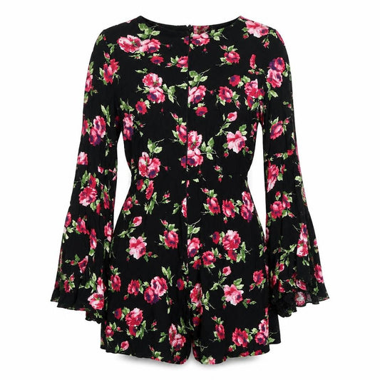 AX Black Floral Playsuit Women S Spring/Summer