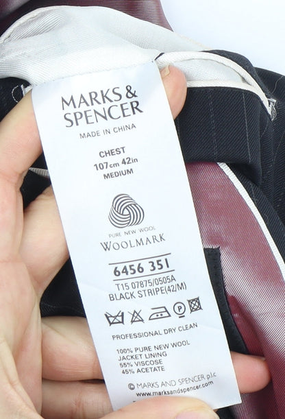Mens UK Size 42 Marks and Spencer Regular Black Suit Jacket