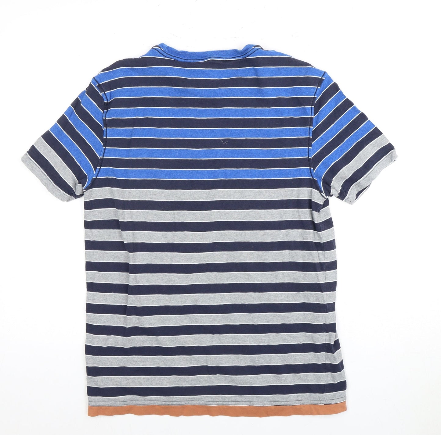 IQ RAG Men's Blue Striped T-Shirt, Size S, Crew Neck