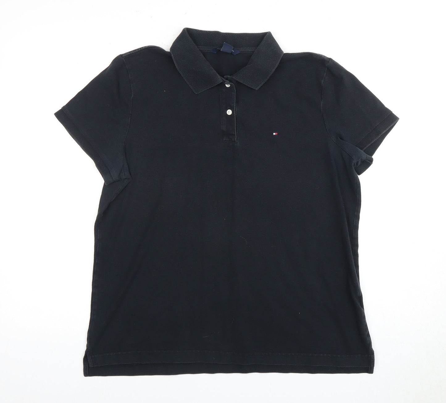Womens UK Size XL Tommy Hilfiger Black Basic Polo