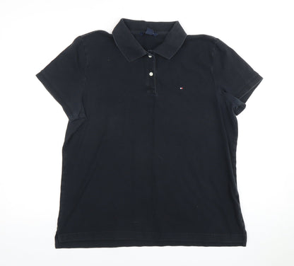 Womens UK Size XL Tommy Hilfiger Black Basic Polo