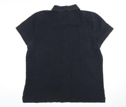 Womens UK Size XL Tommy Hilfiger Black Basic Polo