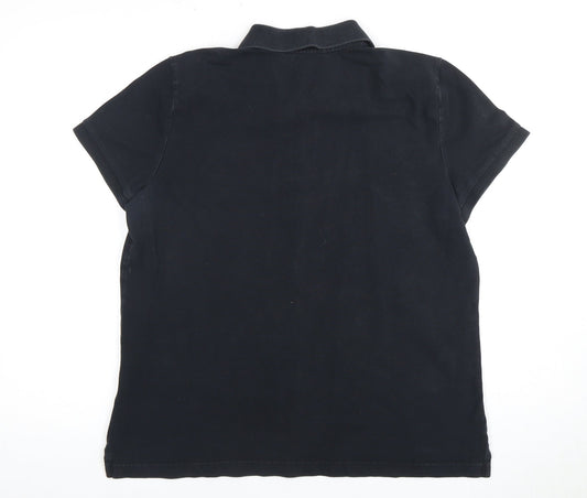 Womens UK Size XL Tommy Hilfiger Black Basic Polo