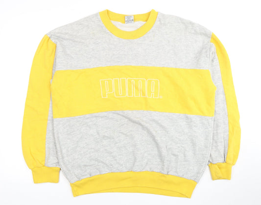Puma Unisex Yellow Grey Pullover Sweatshirt, Size 8