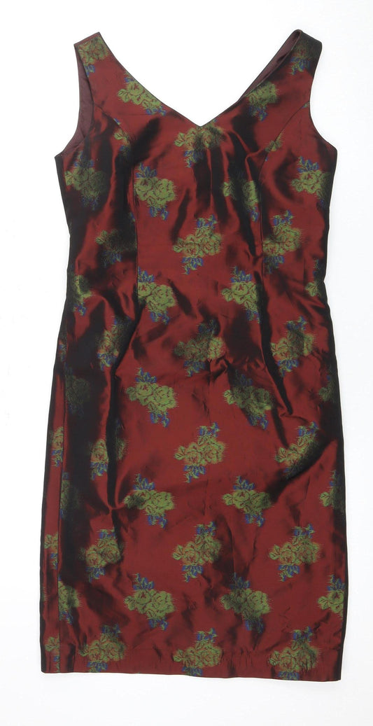 Laura Ashley Women's Floral Sheath Dress, Red/Green, Size 12