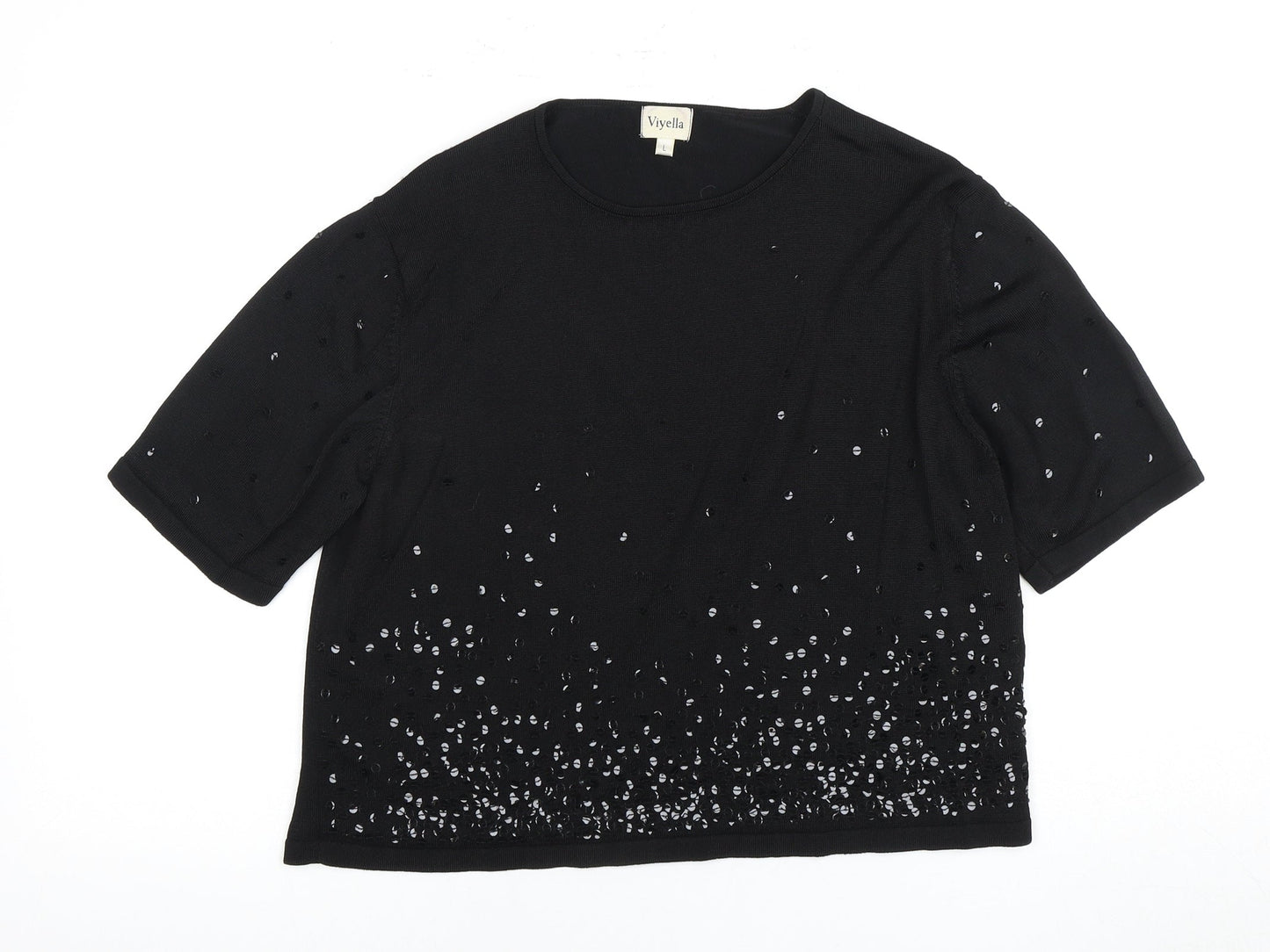 Womens UK Size L Viyella Black Basic Blouse