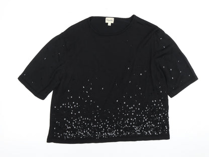 Womens UK Size L Viyella Black Basic Blouse