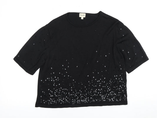 Womens UK Size L Viyella Black Basic Blouse