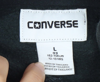 Converse Boys Black Pullover Hoodie, Logo Accent, Size L