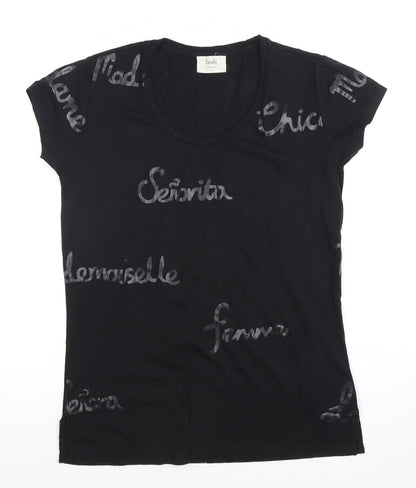 Hush Women's Black T-Shirt XS Round Neck Casual