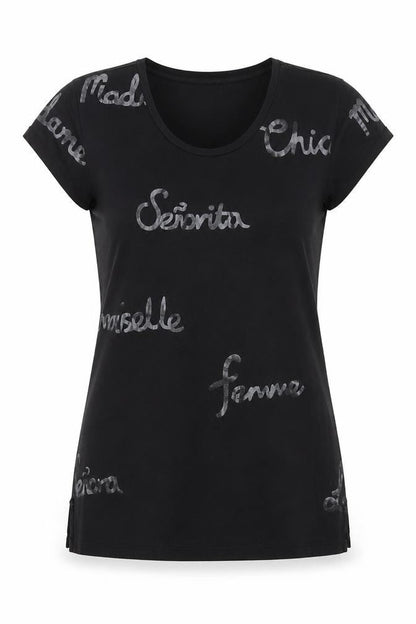 Womens UK Size XS Hush Black Basic T-Shirt
