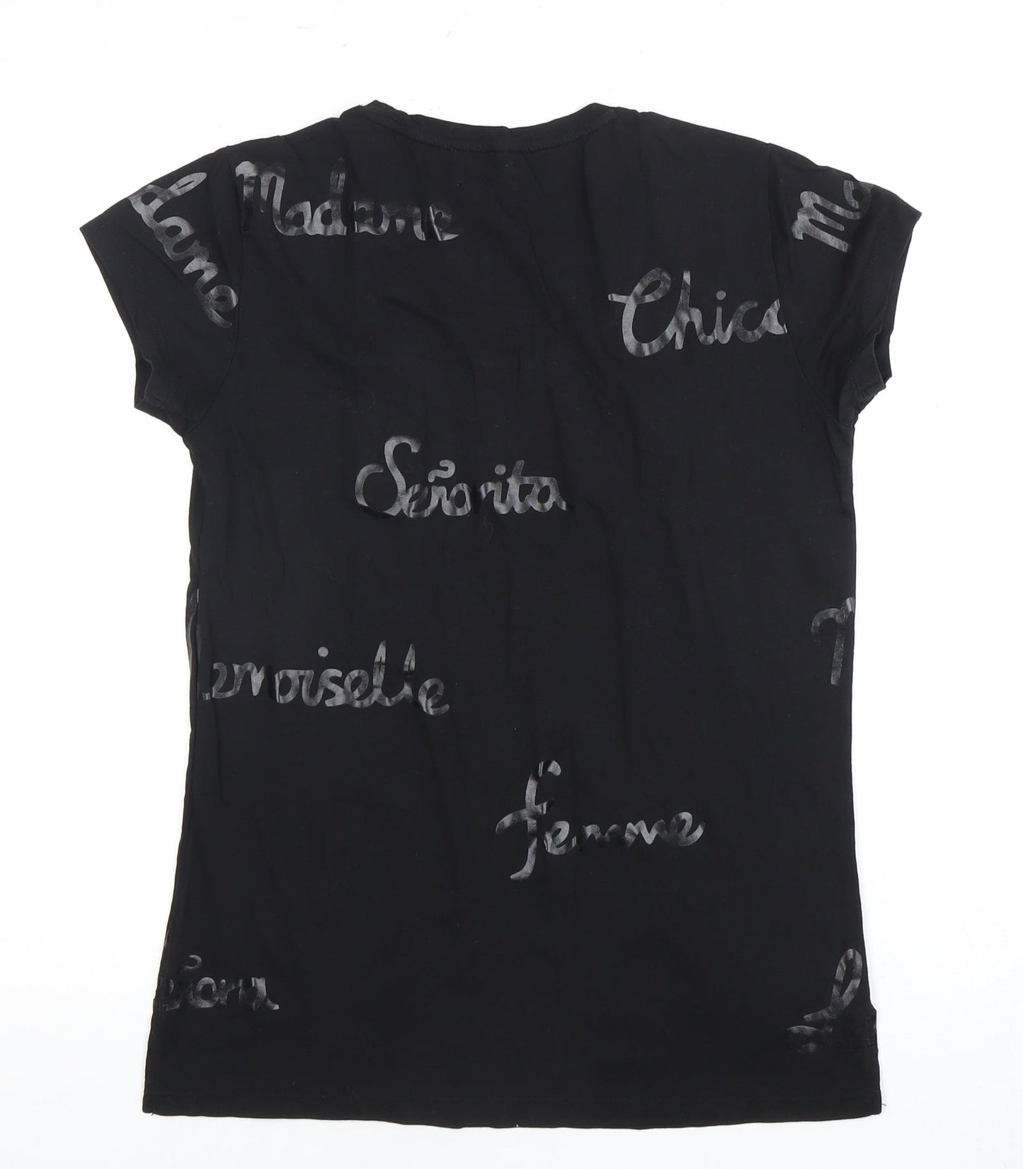 Hush Women's Black T-Shirt XS Round Neck Casual