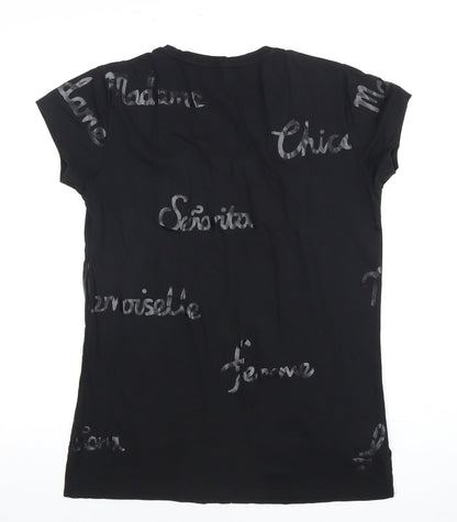 Hush Women's Black T-Shirt XS Round Neck Casual