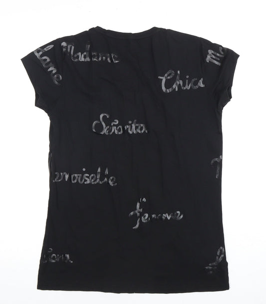 Hush Women's Black T-Shirt XS Round Neck Casual