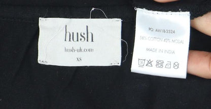 Hush Women's Black T-Shirt XS Round Neck Casual