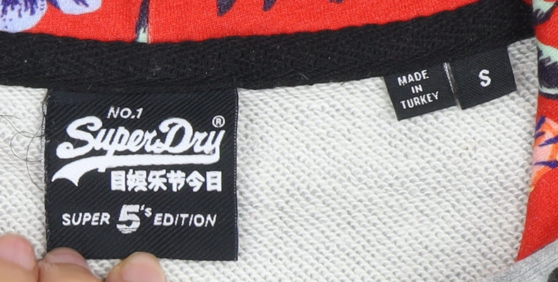 SuperDry Men's Grey Pullover Hoodie S - Logo Accent