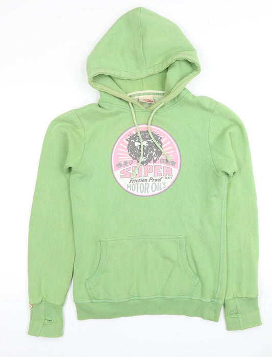 Superdry Women's Green Graphic Hoodie, Size S