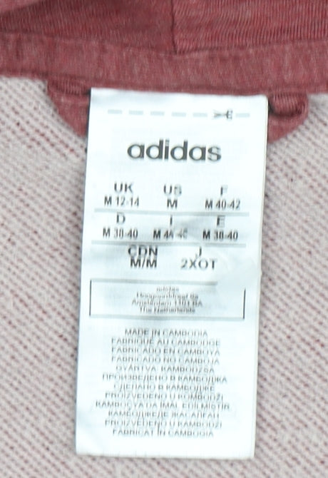 Adidas Women's Red Hoodie, M, Full Zip, Logo