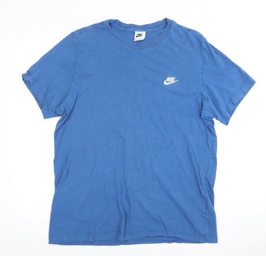 Nike Men's Blue Crew Neck Short Sleeve Logo T-Shirt - L