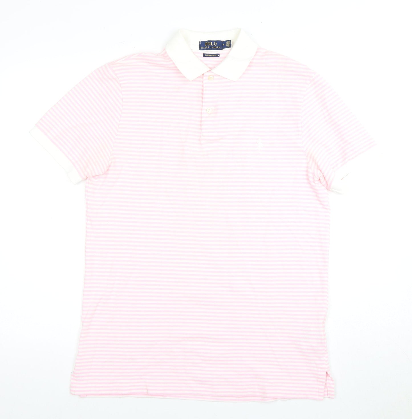 Ralph Lauren Men's Pink Striped Slim Polo M